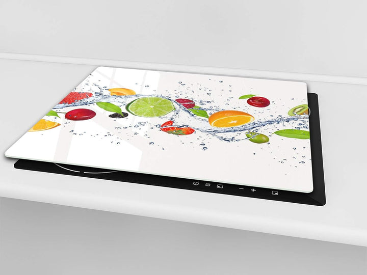 Küchenbrett aus Hartglas und Induktionskochplattenabdeckung – Schneideplatten SINGLE mit 60 x 52 cm