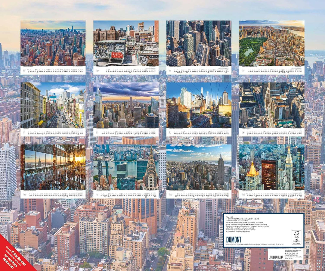 DUMONT - Über den Dächern von New York 2025 Wandkalender, 60x50cm, Fotokunst-Kalender mit einzigarti