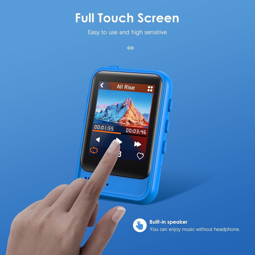 QNGEE 16 GB MP3-Player mit Bluetooth, tragbarer Audio-Player für Sport, integrierter Lautsprecher, F