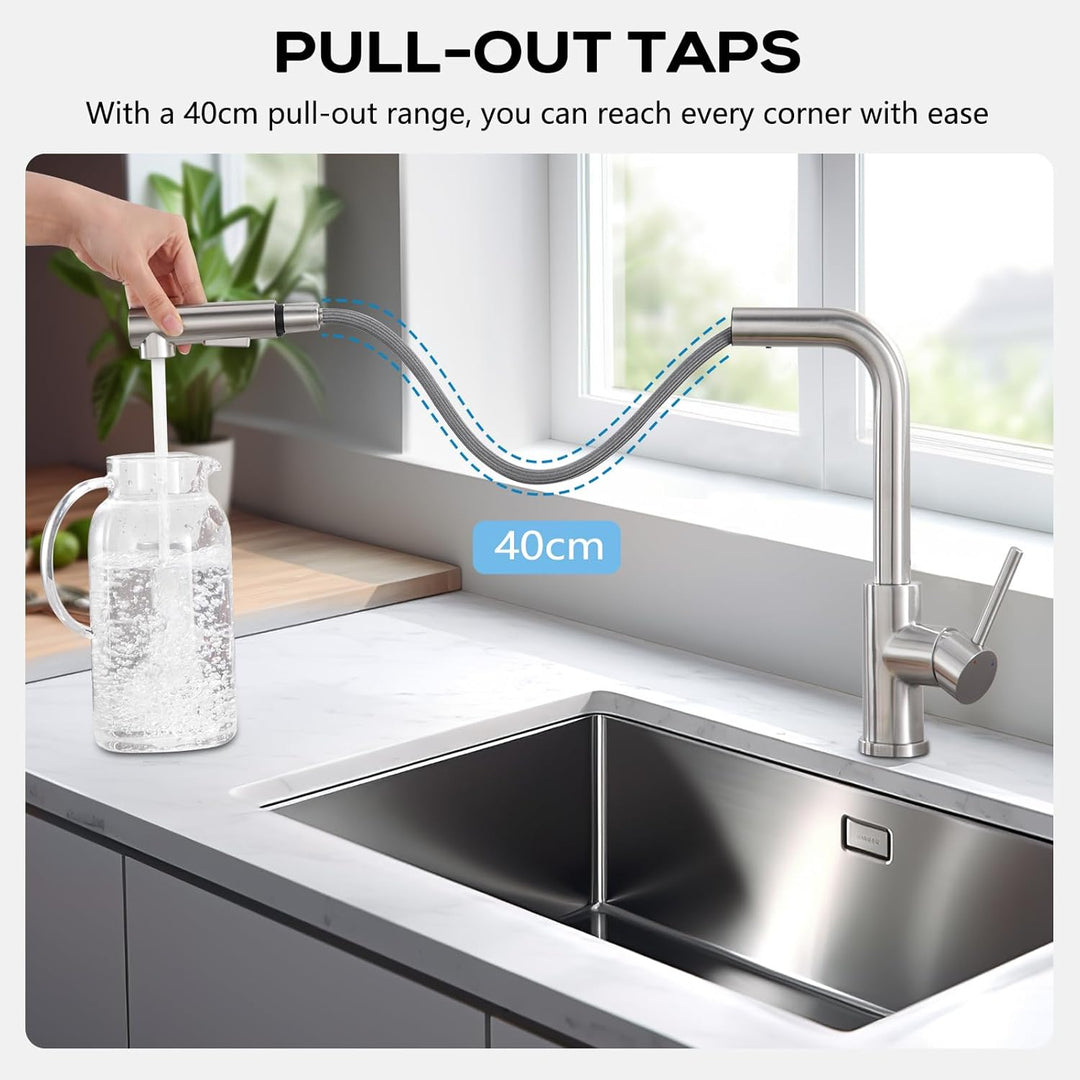 Wasserhahn Küche Ausziehbar, BONADE Küchenarmatur mit Brause, Mischbatterie Küche 360° Schwenkbar，Ar