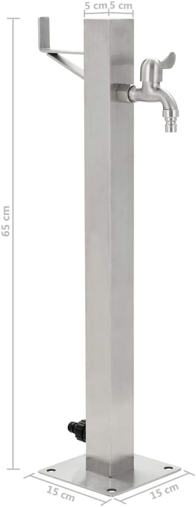 yorten Garten-Wassersäule mit Wasserhahn Wasserzapfsäule Wasserzapfstelle Silbern Edelstahl Quadrati