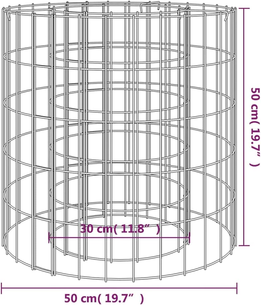 INLIFE Gabionen-Feuerstelle Ø 50 cm Verzinktes Eisen,4.4kg,153558 50 x 50 cm, 50 x 50 cm