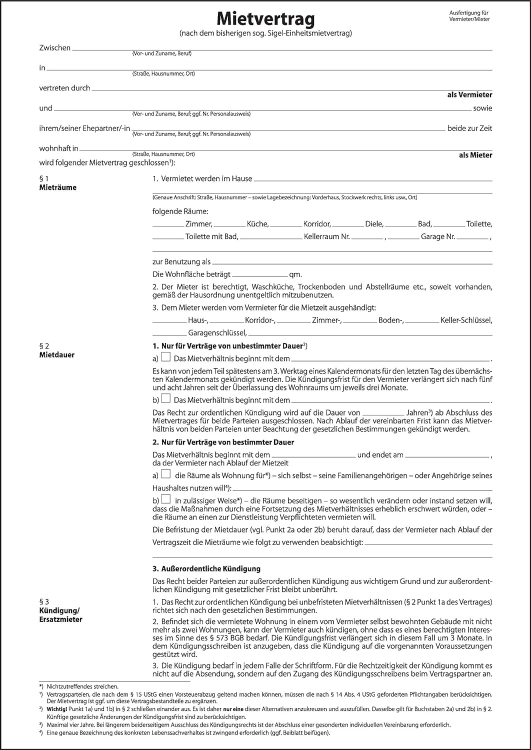 SIGEL MV466/25 Einheitsmietverträge mit Hausordnung, 6seitig, DIN A4, 25 Stück Ausführlicher Mietver