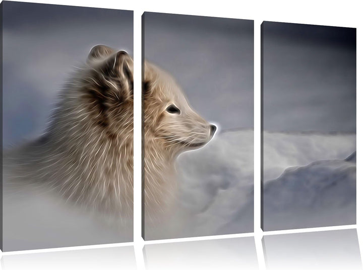 Anmutiger Polarfuchs im Schnee Spezial 3-Teiler Leinwandbild 120x80 Bild auf Leinwand, XXL riesige B