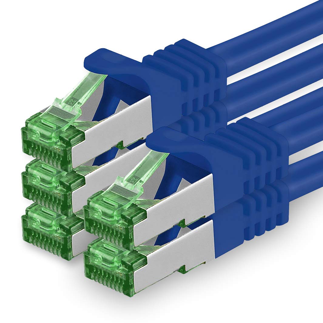 1aTTack.de Cat7 Netzwerkkabel 5m - Blau - 5 Stück - Cat 7 Ethernetkabel Lankabel Lan 10Gbits Patchka