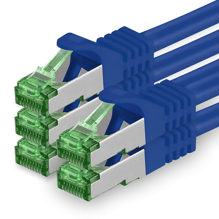 1aTTack.de Cat7 Netzwerkkabel 5m - Blau - 5 Stück - Cat 7 Ethernetkabel Lankabel Lan 10Gbits Patchka