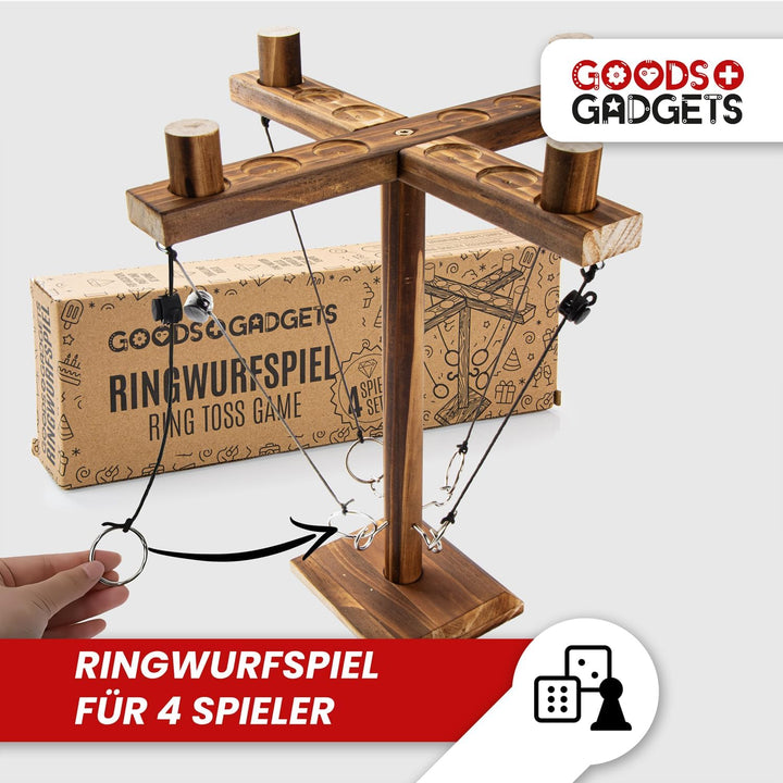 Ringwurf-Spiel Deluxe aus Holz - Das Action Ring-Haken Partyspiel; Ring Toss Hook Battle-Game in der