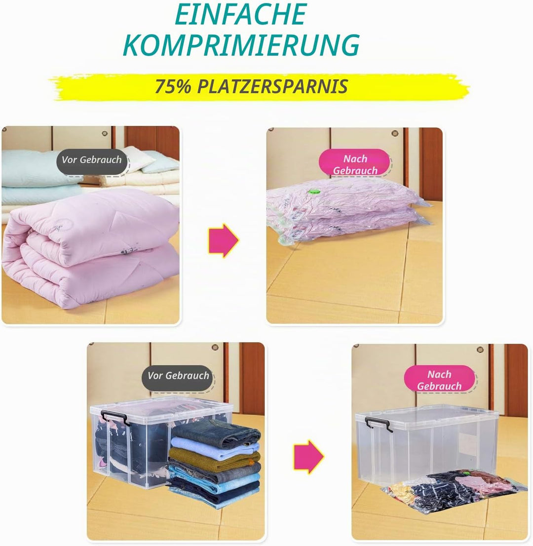 Opaza XL Vakuumbeutel (110x80 cm) - Vakuumbeutel Gross für Bettdecken,Kleidung,Federbetten,Bettwäsch