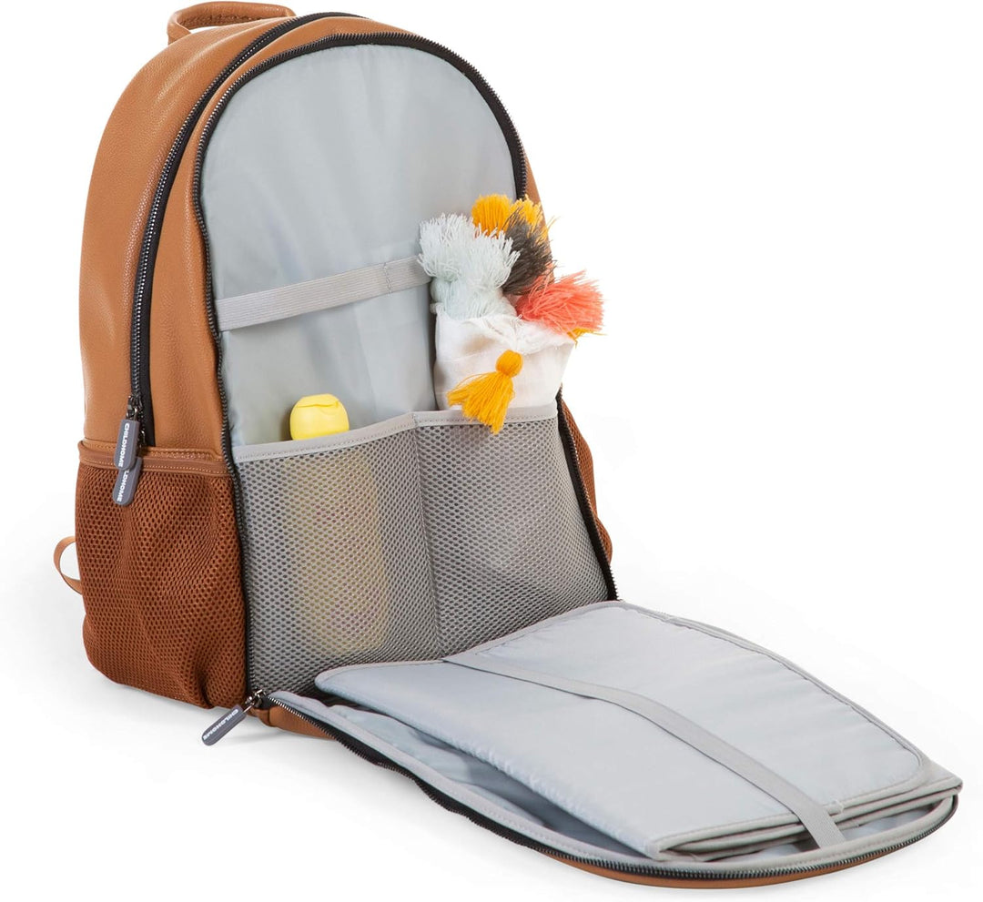 Childhome Wickeltasche Wickelrucksack mit Wickelunterlage, Flaschenhalterung, auch isoliert, und vie