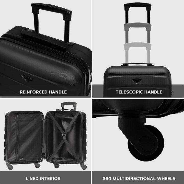 Flight Knight Leichte 4-Rad-ABS-Hartschalenkoffer Handgepack, zugelassen fur uber 60 Fluggesellschaf
