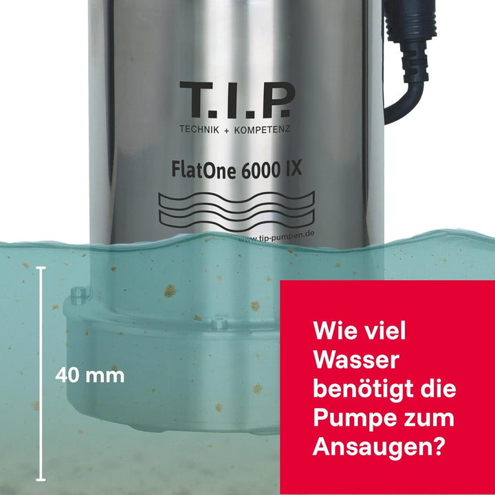 T.I.P. FlatOne 6000 INOX Drainage und Poolentwässerungspumpe Silber/schwarz 22.5 x 16.5 x 27 cm