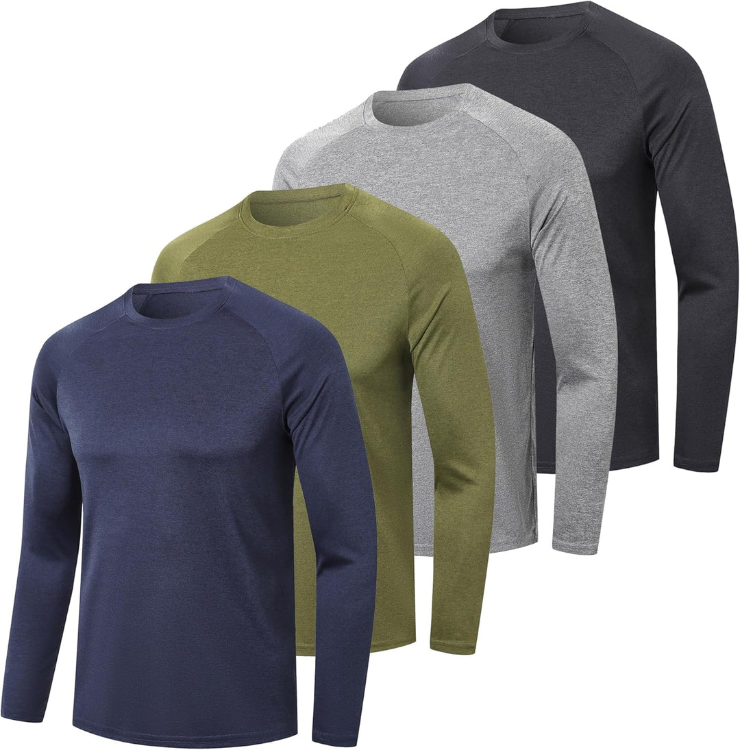 ZENGVEE 4 or 5er Pack Langarmshirts Herren Sport Tshirts Men Schnelltrocknend Kationisches fur Outdo