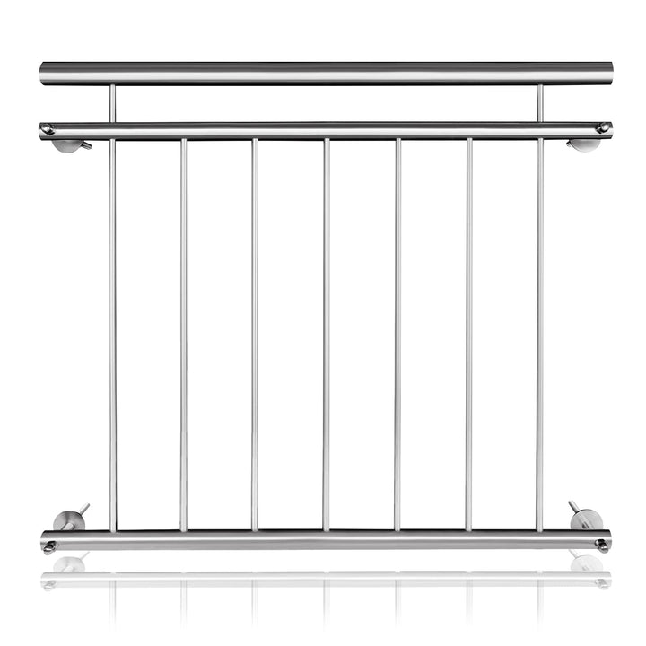 Aufun Französischer Balkon Edelstahl Geländer 100 x 90 cm Terrassengeländer mit 7 Füllstäben, Balkon