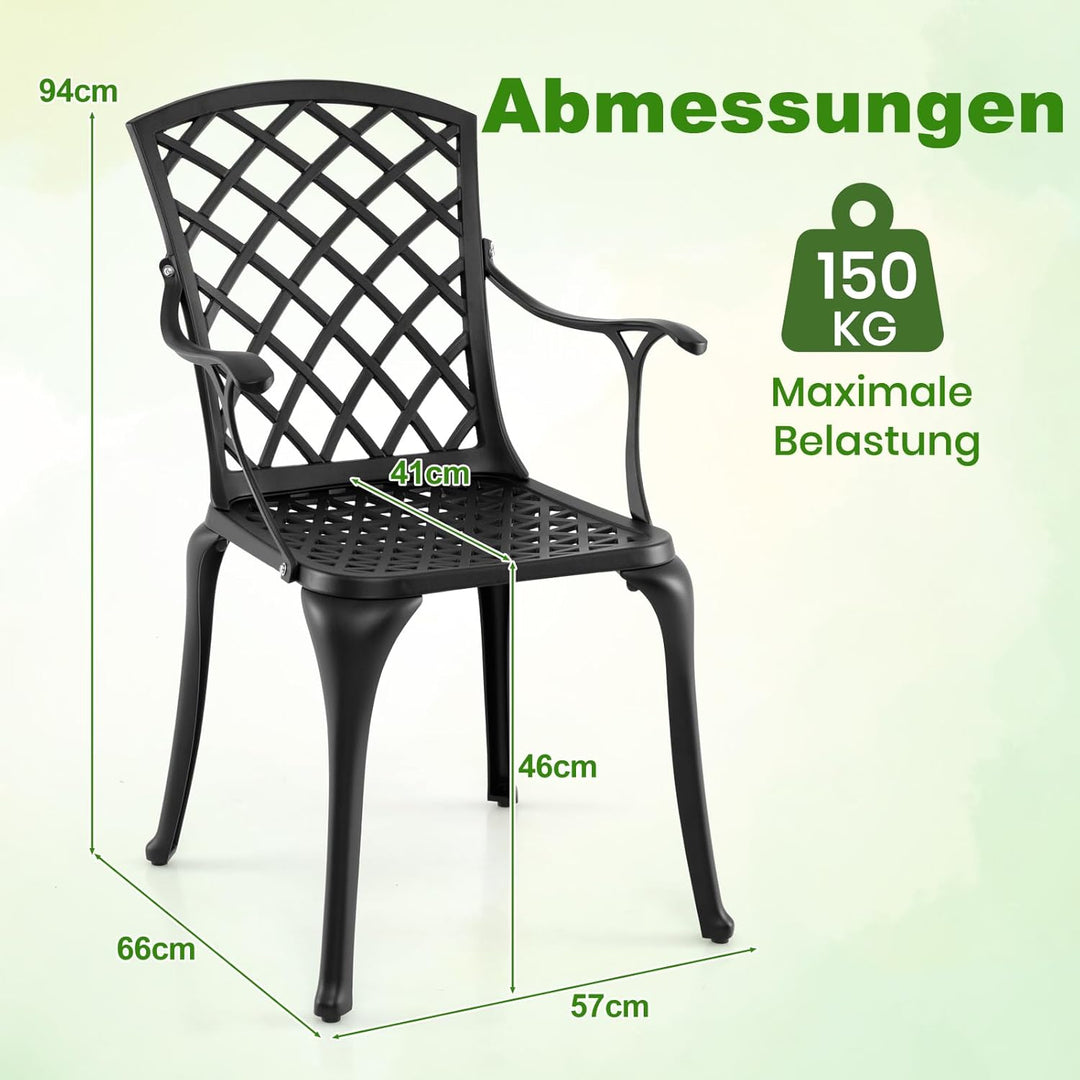 GOPLUS 2er Set Gartenstühle, Balkonstühle mit bequemen Armlehnen & gebogener Rückenlehne & breiter S