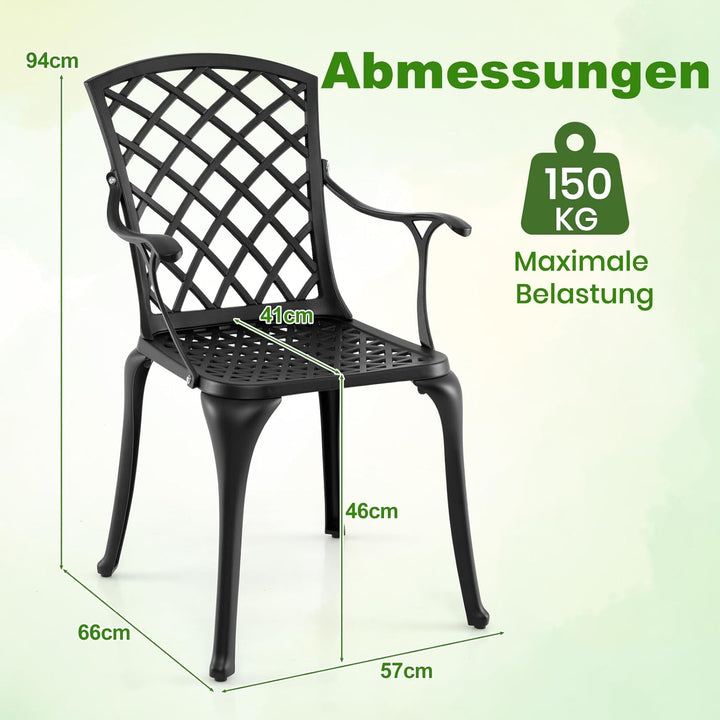GOPLUS 2er Set Gartenstühle, Balkonstühle mit bequemen Armlehnen & gebogener Rückenlehne & breiter S