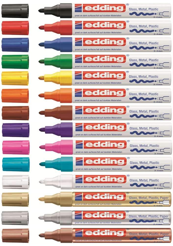 edding 780 glanzlack-marker dünn (0,8 mm) 8 Farben wählbar Komplett Set sortiert, Komplett Set sorti