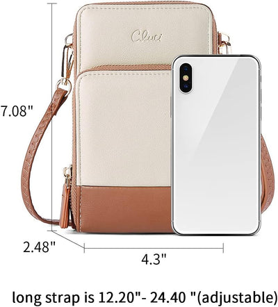 CLUCI Handy Umhängetasche Damen PU Leder Retro Portemonnaie Kleine Geldbörse Damen Schultertasche mi