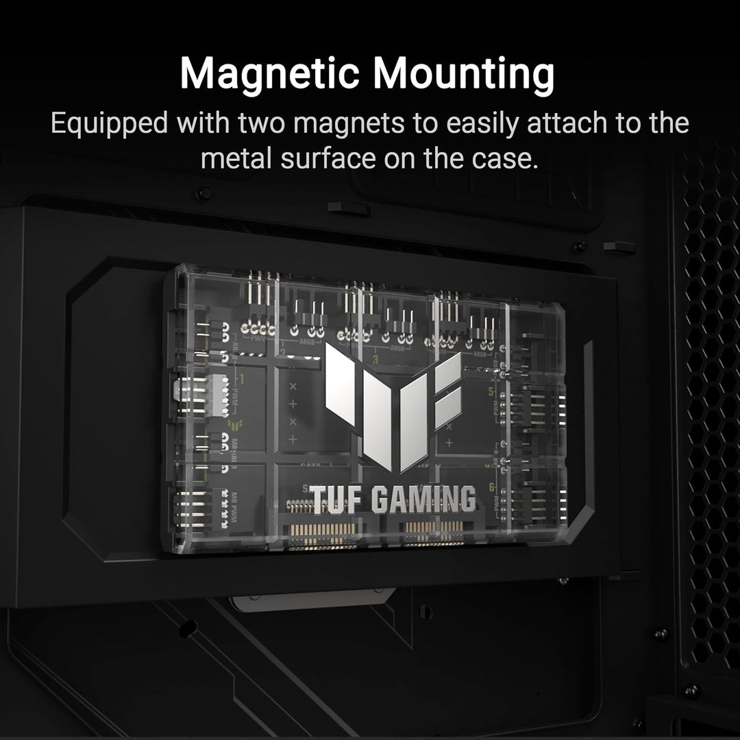ASUS TUF Gaming ARGB PWM Lüfter Hub (6x Ports für PWM Gehäuselüfter und ARGB-Steuerung, 2x SATA-Stro