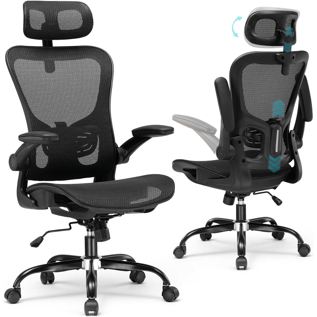 GTPLAYER Bürostuhl Ergonomisch, Schreibtischstuhl mit Verstellbarer Kopfstütze, Armlehnen, Lendenwir