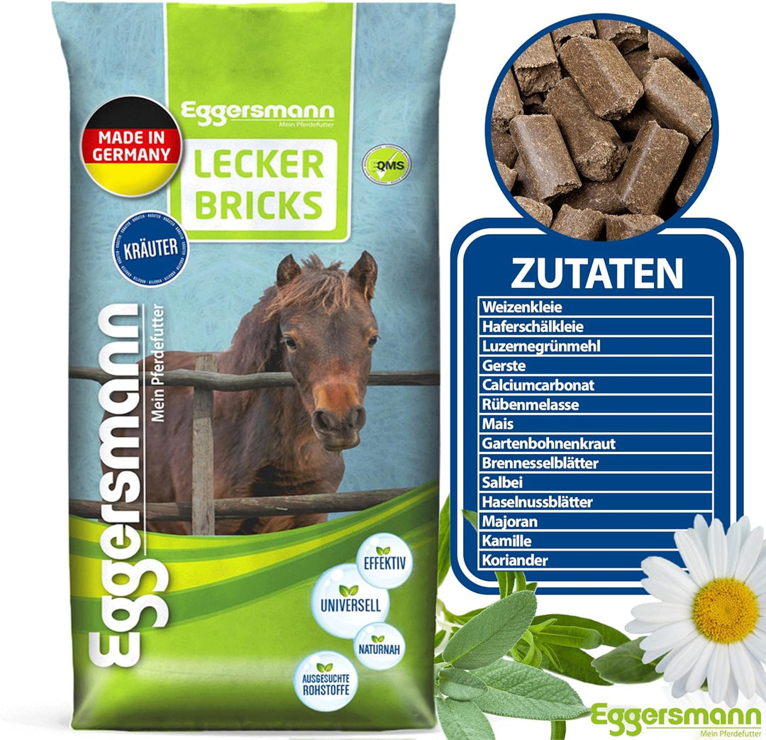 Eggersmann Mein Pferdefutter - Lecker Bricks Kräuter 25 kg - Leckerlies für Pferde und Ponies zur Be
