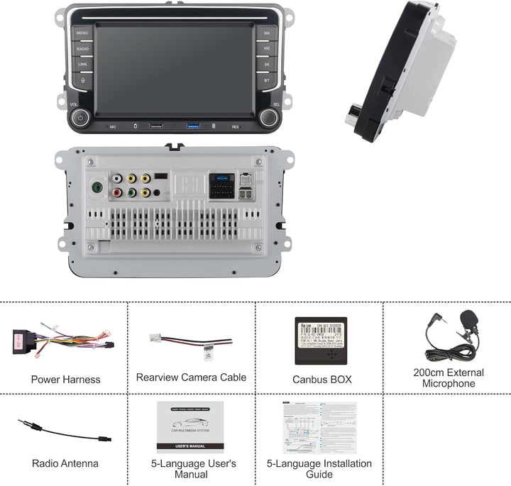 YZKONG Linux-Autoradio für VW Golf 5 6 Passat Jetta Caddy EOS T5 Tiguan Touran CC Polo | Wireless Ca
