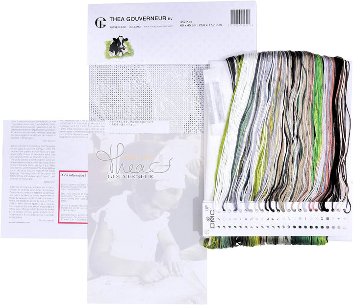 Thea Gouverneur - Kreuzstich-Set - Kuh (Rückansicht) - Leinen - 32 Count - Für Erwachsene - 452, Kuh