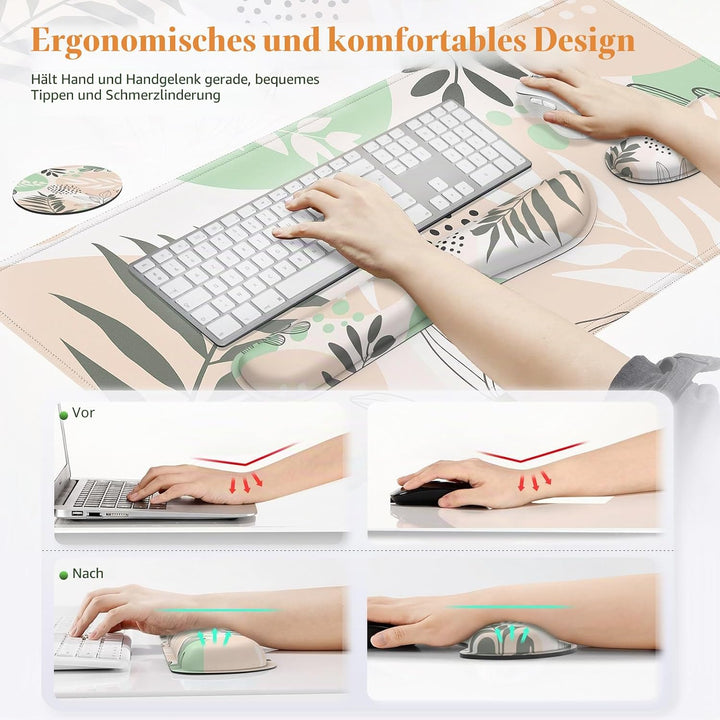 Gimars 4-in-1 XXL Gaming Mauspad mit Gelkissen, Ergonomisches Handballenauflage Tastatur, 800 x 305