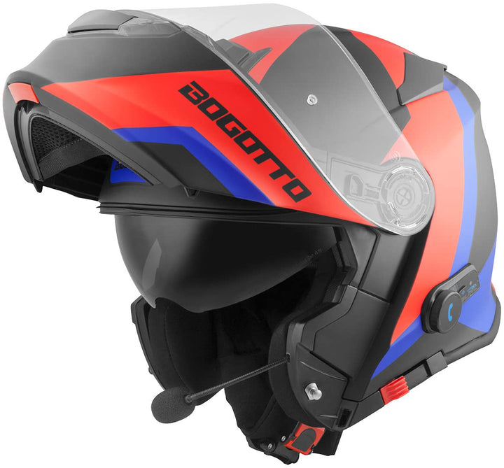 Bogotto V271 BT Zabu Bluetooth Klapphelm S Schwarz/Rot/Blau, S Schwarz/Rot/Blau