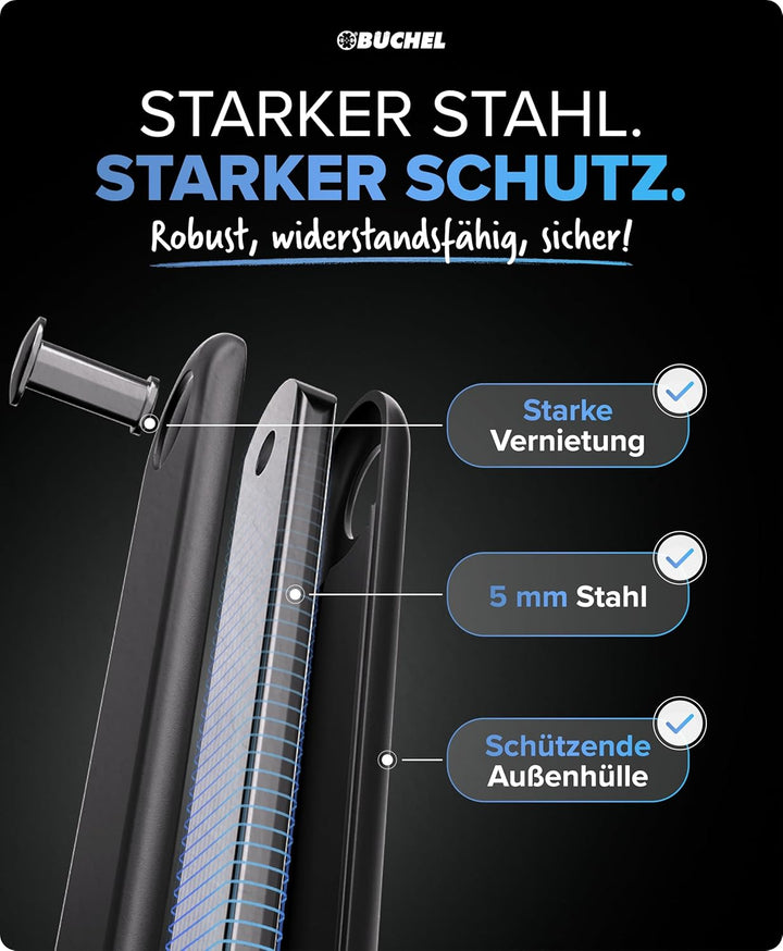 BÜCHEL Sekura - Faltschloss Fahrrad I sicherer Diebstahlschutz inkl. Halterung I aus gehärtetem Stah