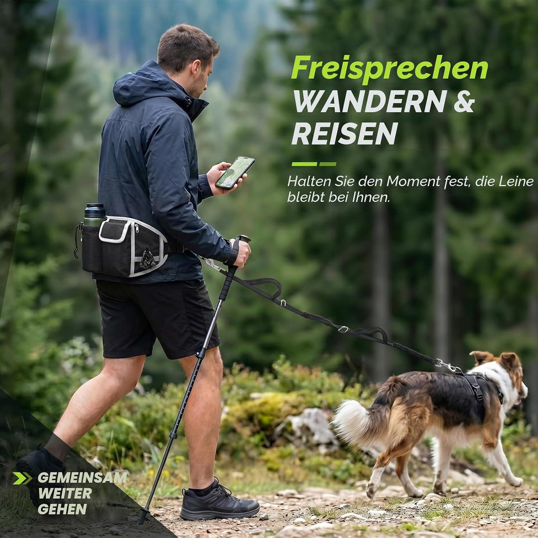 Pecute Hundeleine, freihändig, bis 110 kg, Stossdämpfung, bequem, reflektierende Nähte, ideal zum La