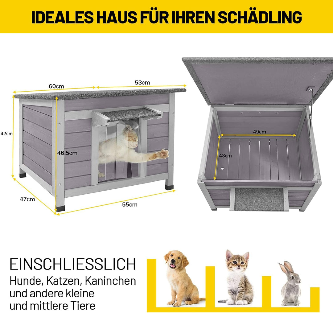 Hundehaus Katzenhaus für Den Aussen- und Innenbereich mit Wasserdichtem Dach, Auch für Andere Kleint