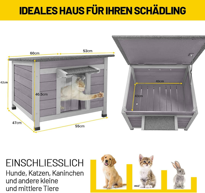 Hundehaus Katzenhaus für Den Aussen- und Innenbereich mit Wasserdichtem Dach, Auch für Andere Kleint