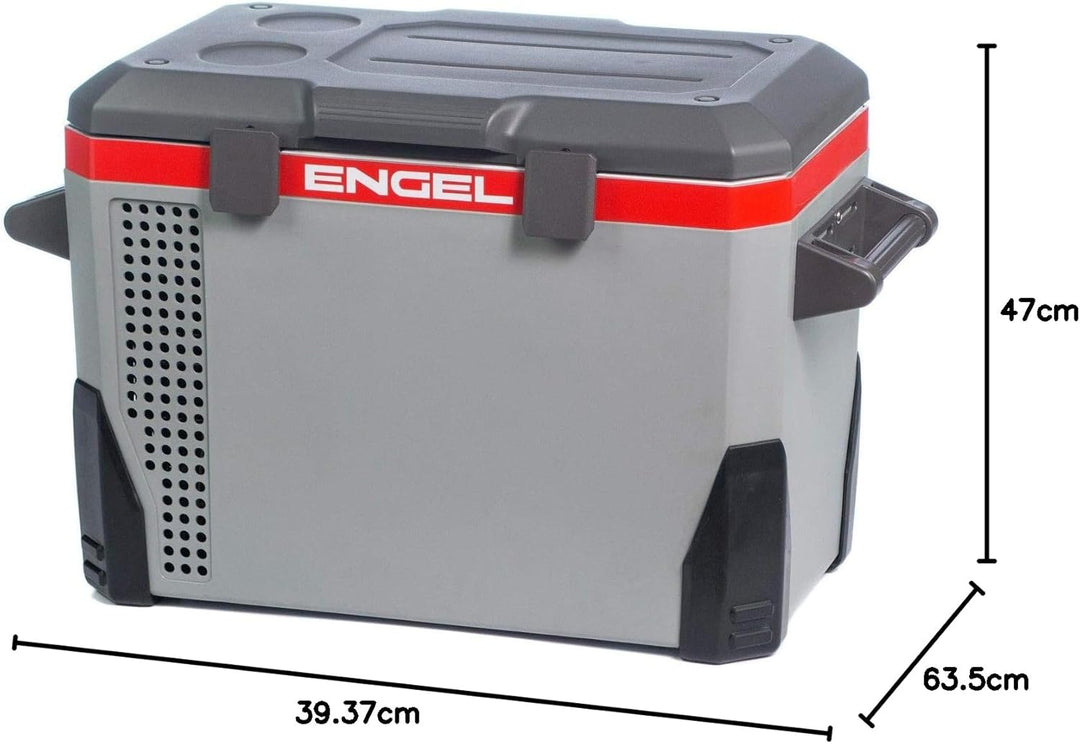 Engel SAWMR040F-G3 Kühlbox MR040 12/24/230V, Hellgrau - Dunkelgrau - Roter Streifen