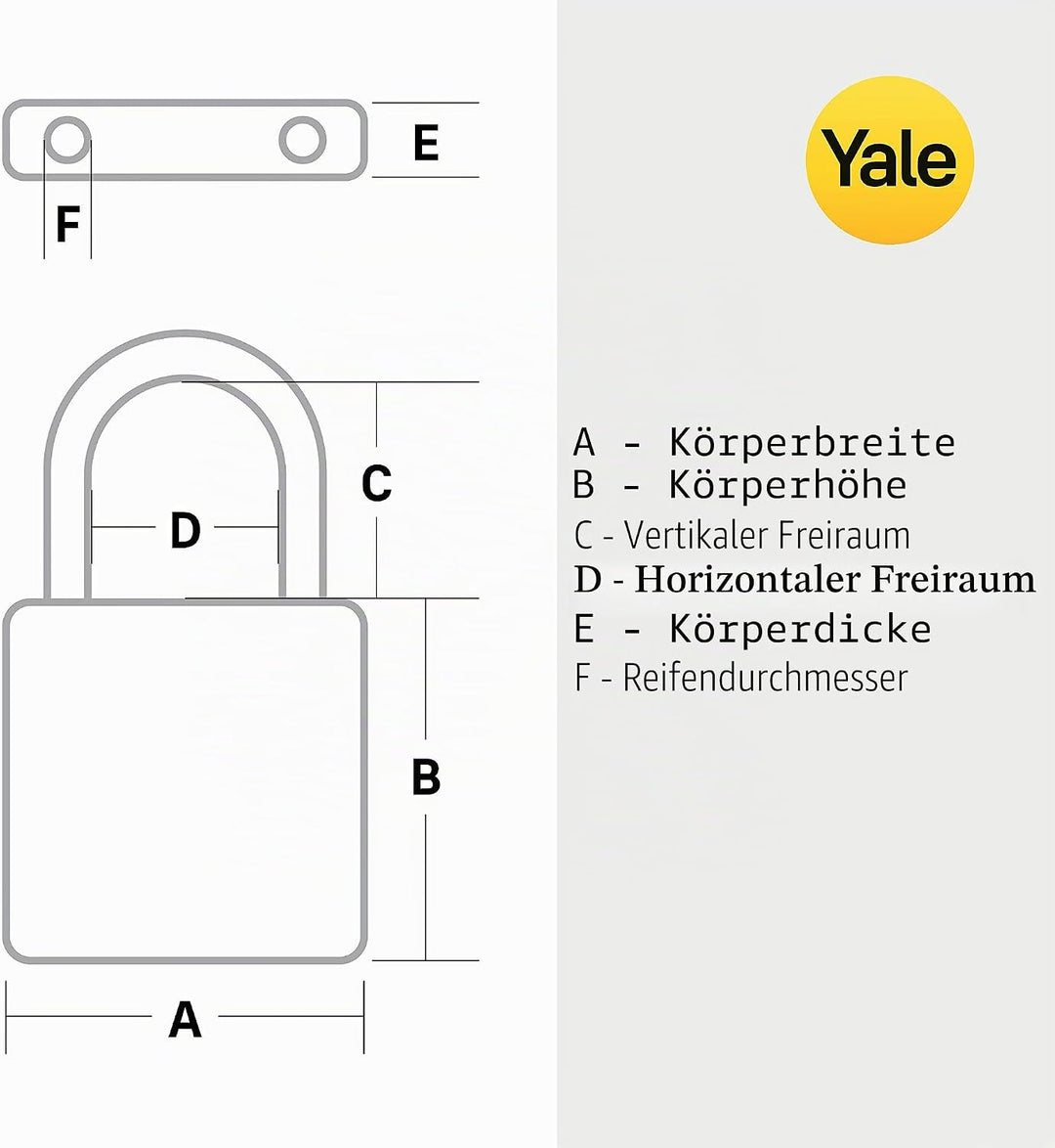 Yale Y221B/52/125/1, Hochsicherheit, 51 mm, Vorhängeschloss, wetterfest, Doppelverriegelung, Bügel a