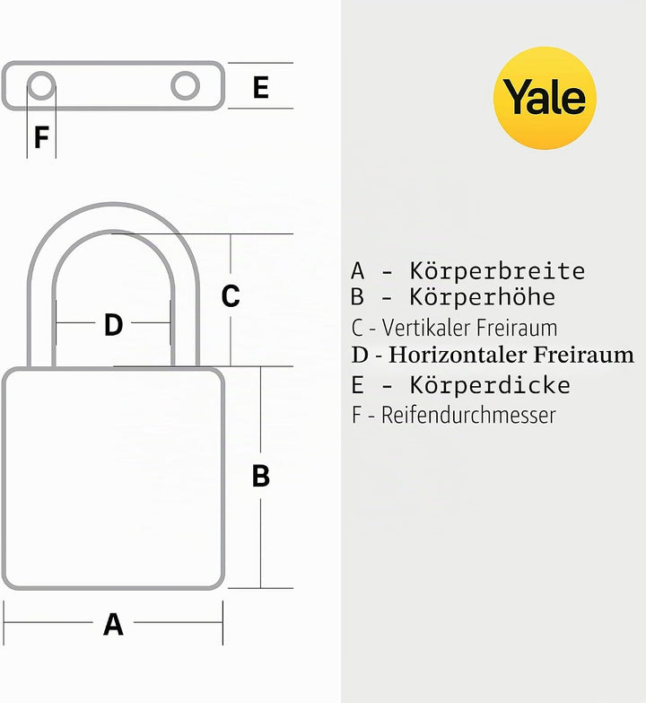 Yale Y221B/52/125/1, Hochsicherheit, 51 mm, Vorhängeschloss, wetterfest, Doppelverriegelung, Bügel a