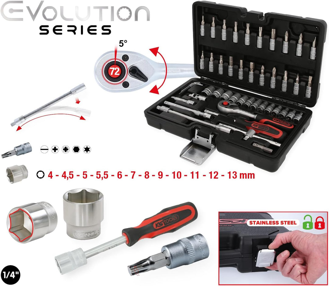 KS Tools 917.0648 1/4" Steckschlüssel-Satz, 48-tlg 48-tlg. Matt satiniert Single, 48-tlg. Matt satin