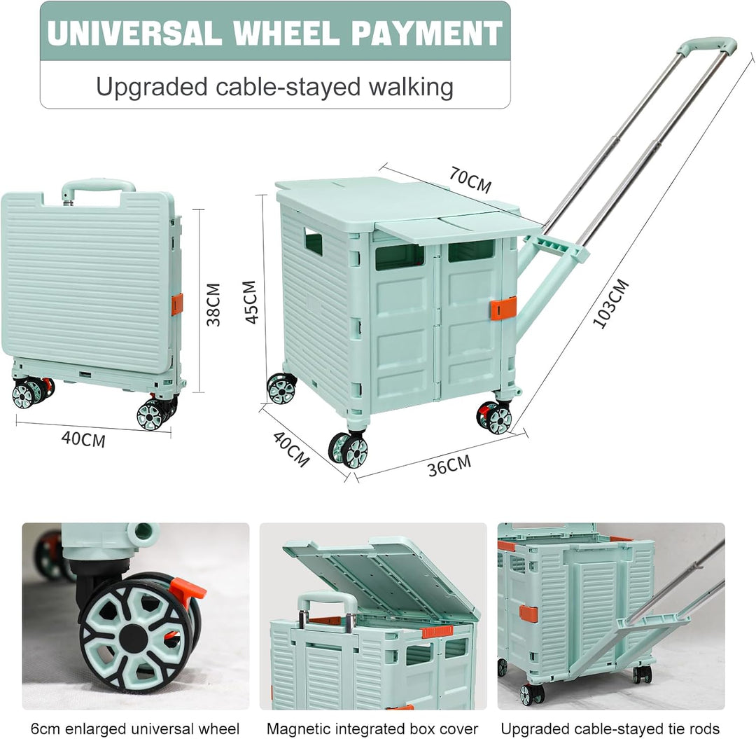 Zusammenklappbarer Mehrzweckwagen auf Rädern, arbeitssparender zusammenklappbarer Trolley mit magnet