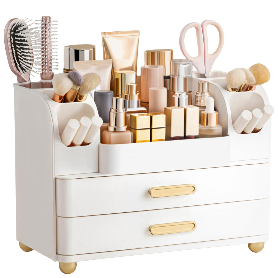 hblife Makeup Kosmetik Organizer mit Schubladen, Pinsel Organizer, 3-in-1 Plastic Kosmetik Aufbewahr