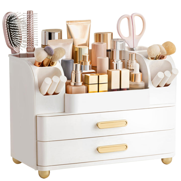 hblife Makeup Kosmetik Organizer mit Schubladen, Pinsel Organizer, 3-in-1 Plastic Kosmetik Aufbewahr