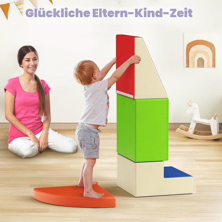 STYPLZ Schaumstoff Bausteine Kinder,Soft Play 4stk Softbausteine Klettern Riesenbausteine Motorik Gr