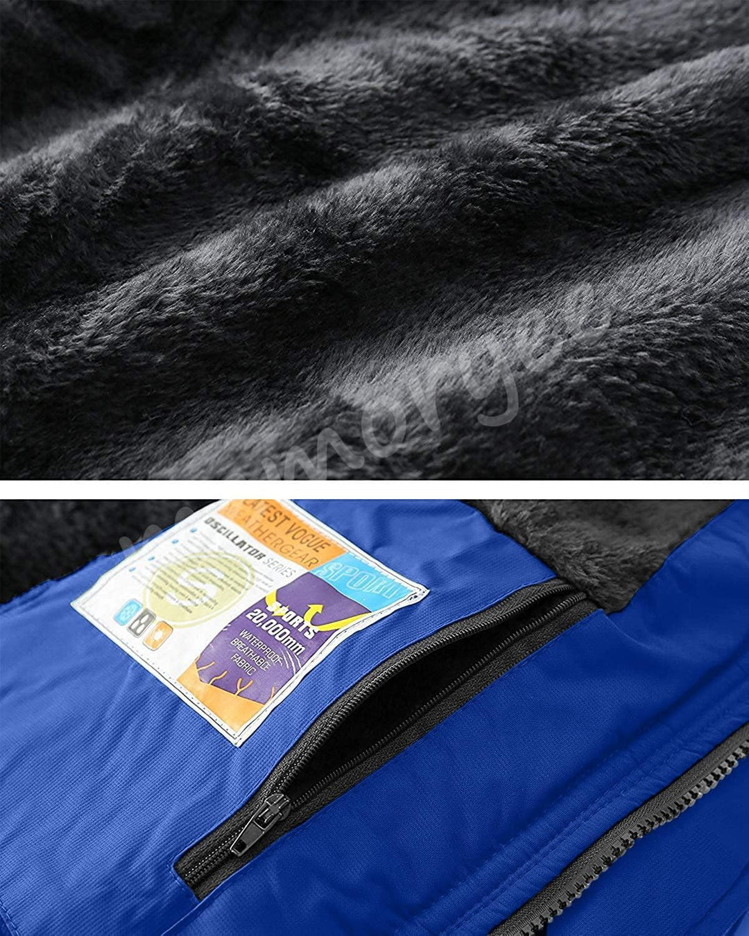 Memoryee Herren Ski Jacke Warmer Gefüttert Winter Fleece Mantel Wasserdichter mit Abnehmbarer Kapuze