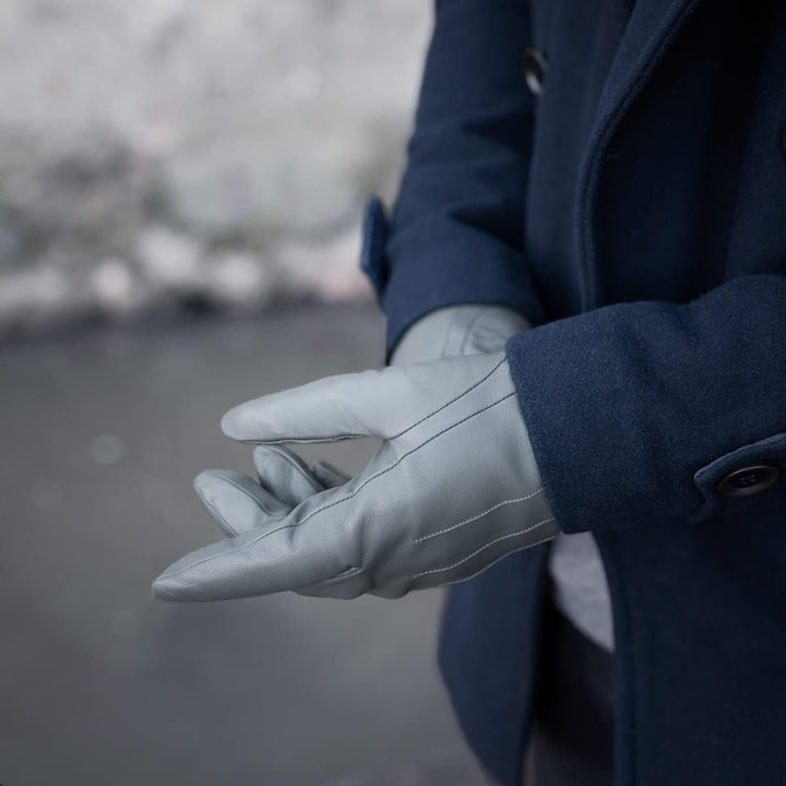 Downholme Touchscreen-Lederhandschuhe mit Innenfutter aus Kaschmir für Herren S Grau, S Grau