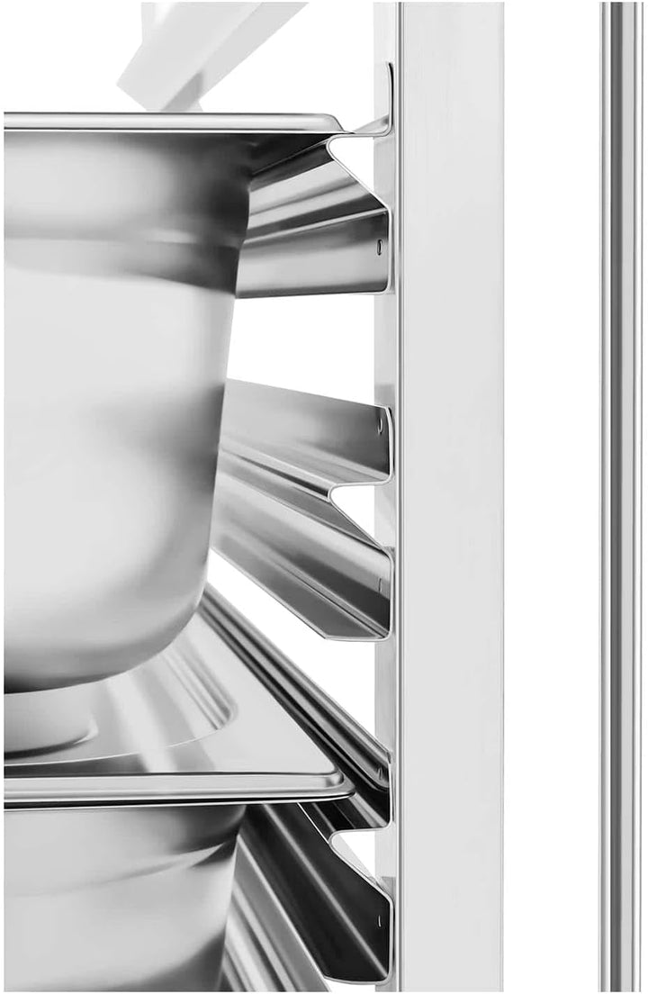 Royal Catering RCTW 6 GN 1/1 Tablettwagen 80 mm Abstand Edelstahl 6 Einschübe Quereinschub Räder mit
