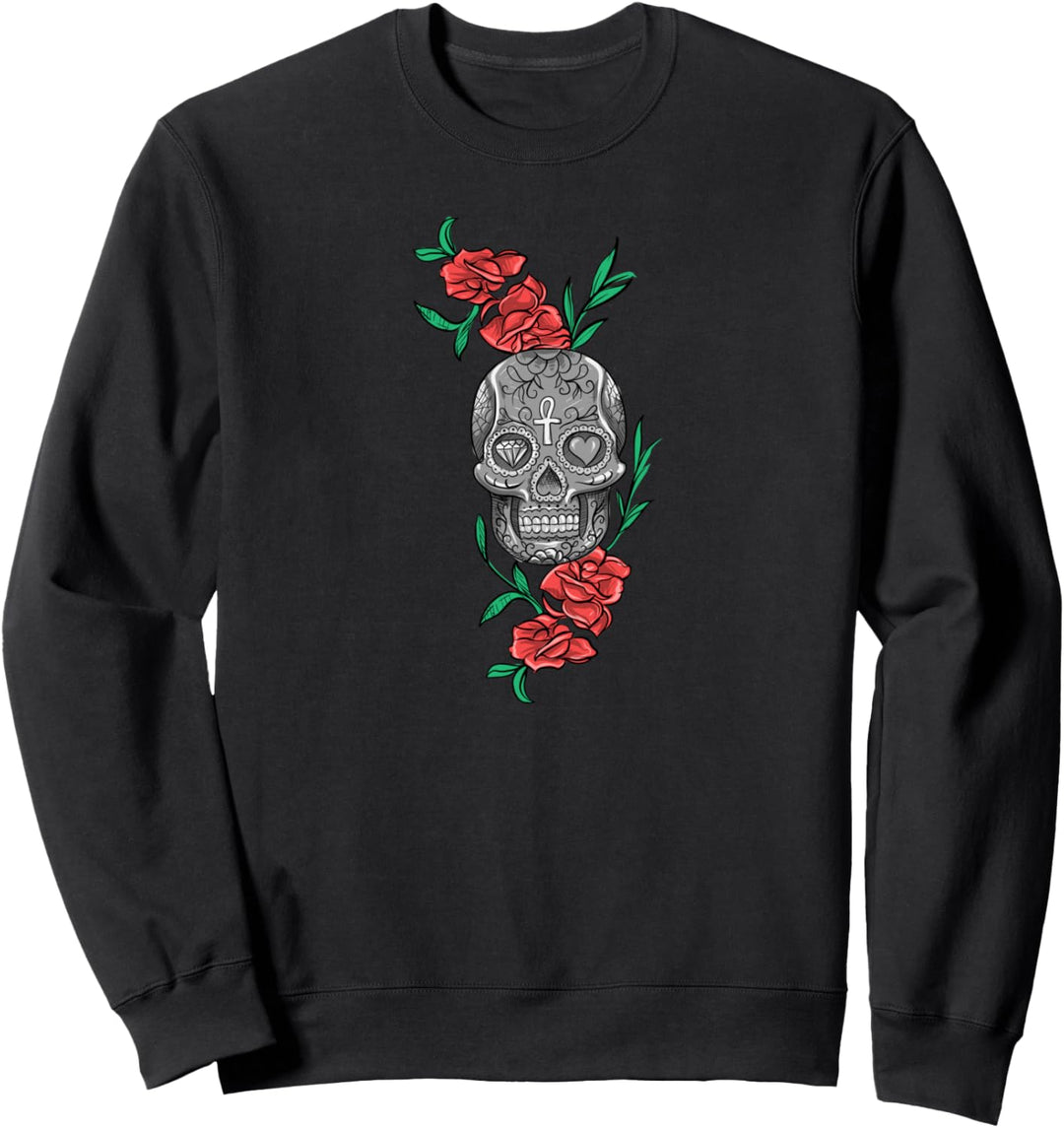 Santa Muerte I Totenmaske mit Rosen Motiv für Mexiko Sweatshirt