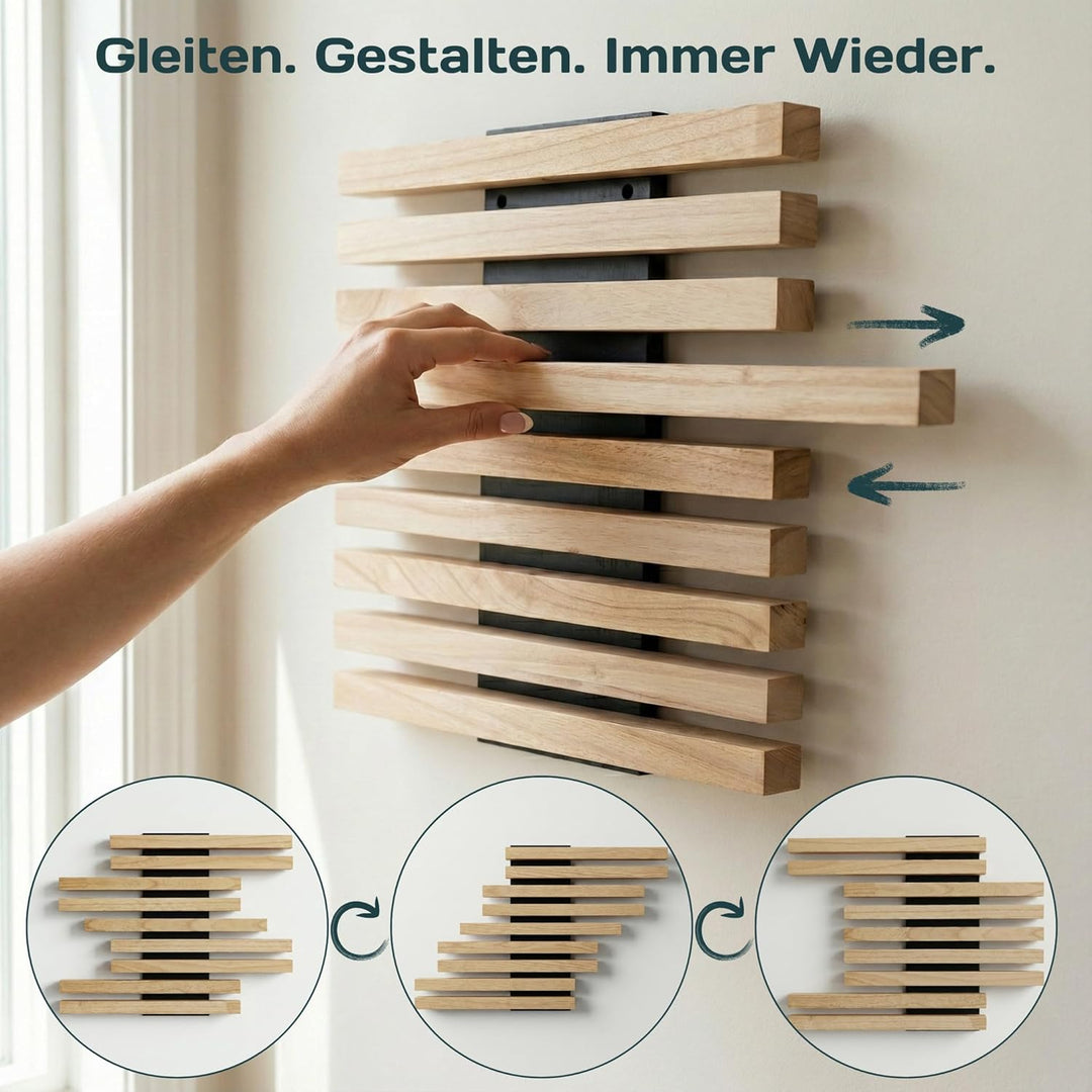 Wandregal Holz Hängend - Modulares Bücherregal Set aus Massivholz - Schwebendes Regalbrett für Wohnz