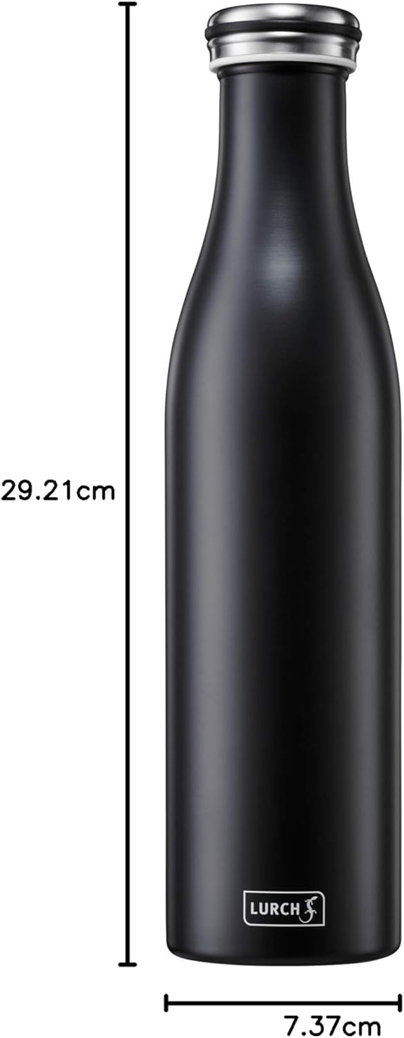 Lurch 240928 Isolierflasche / Thermoflasche für heisse und kalte Getränke aus doppelwandigem Edelsta