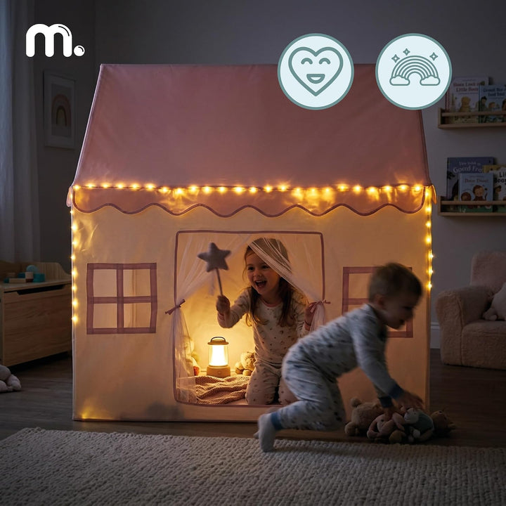 mamabrum XXL Spielhaus Zelt für Kinder mit LED-Beleuchtung und Fenstern, Polyester, Indoor und Outdo