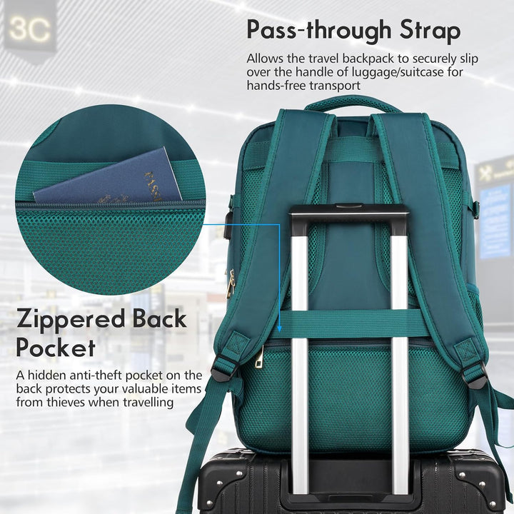 MOMUVO Ryanair Handgepäck 46x31x20, Reiserucksack Handgepäck Flugzeug mit 17.3 Zoll Laptopfach und U