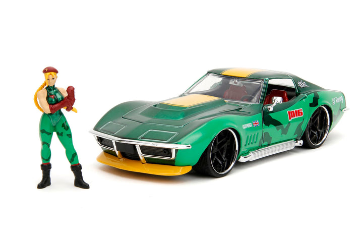 Jada Toys Street Fighter Figur Cammy White mit Modellauto 1969er Chevrolet Corvette Stingray ZL1 - S
