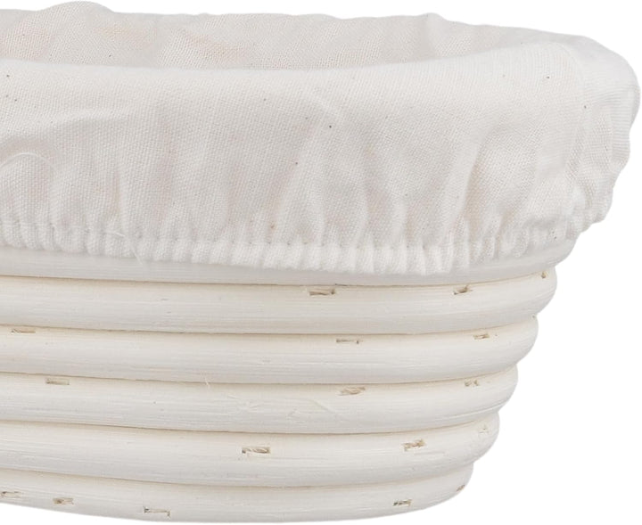 2 Stück 25 x 15 x 8cm Gärkörbchen Oval, Brot Gärkorb mit Leineneinsatz, Naturrattan Oval Brotkörbche